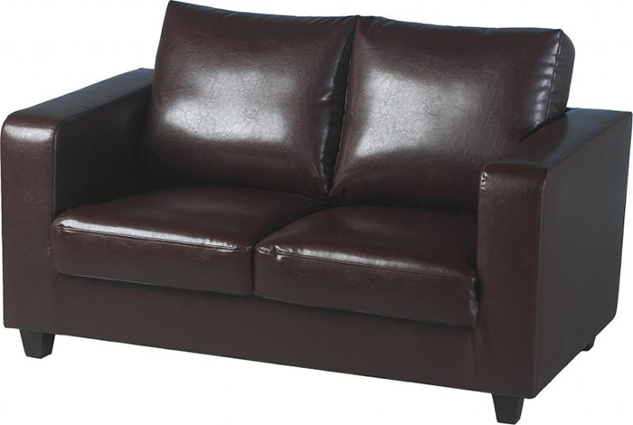 Tempo Two Seater Sofa-in-a-Box In Brown Faux Leather Tempo Two Seater Sofa-in-a-Box In Brown Faux Leather